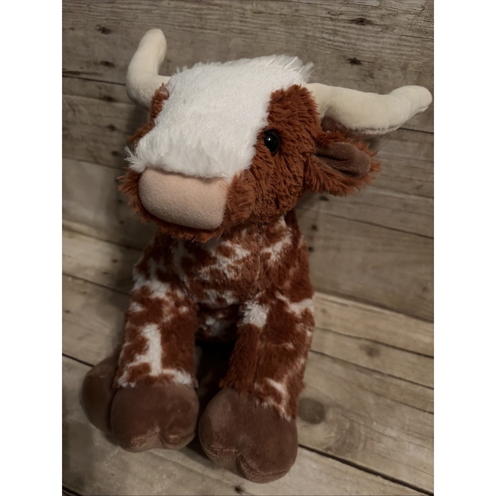 Build A Bear Longhorn Spotted‎ Bull Steer Cow Plush Stuffed Animal Toy  14"